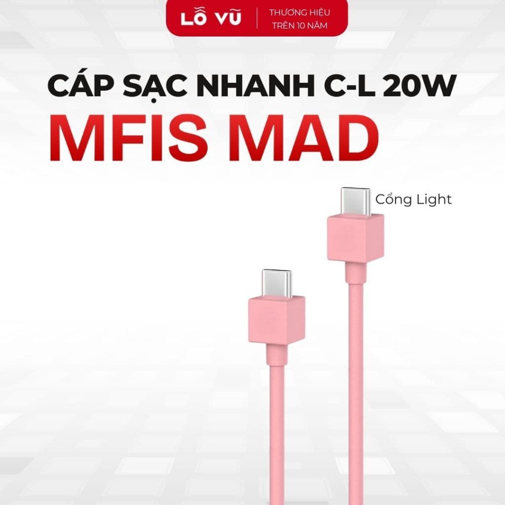 Combo 2 - Cáp sạc MFISH Mad Pixels Lab C to L 20W (no box)