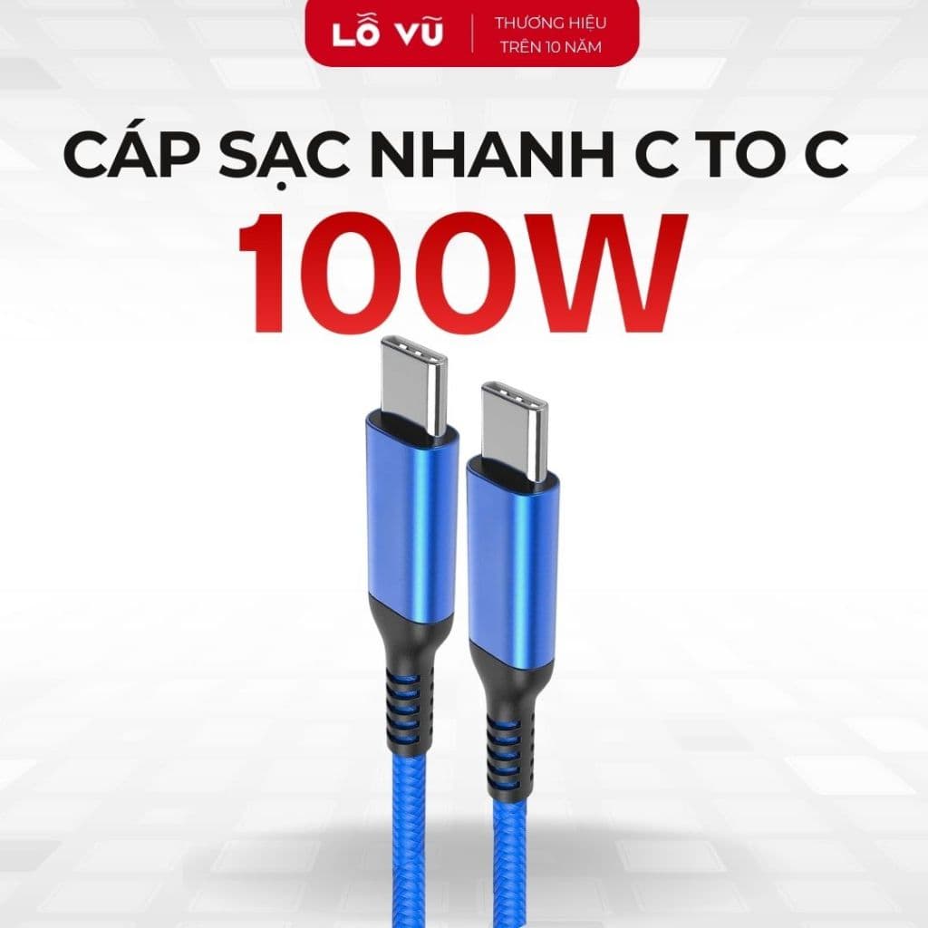 Combo 2 - Cáp sạc C to C 2M, 1M8, 3M - 100W - (Màu random)