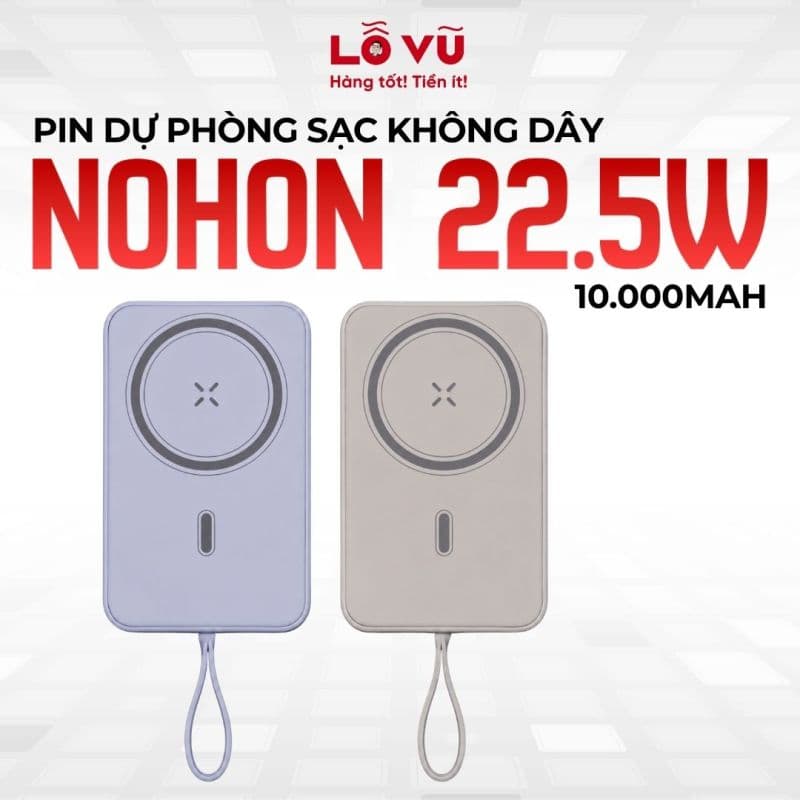Pin dự phòng sạc không dây NOHON 22.5W 10.000mAh