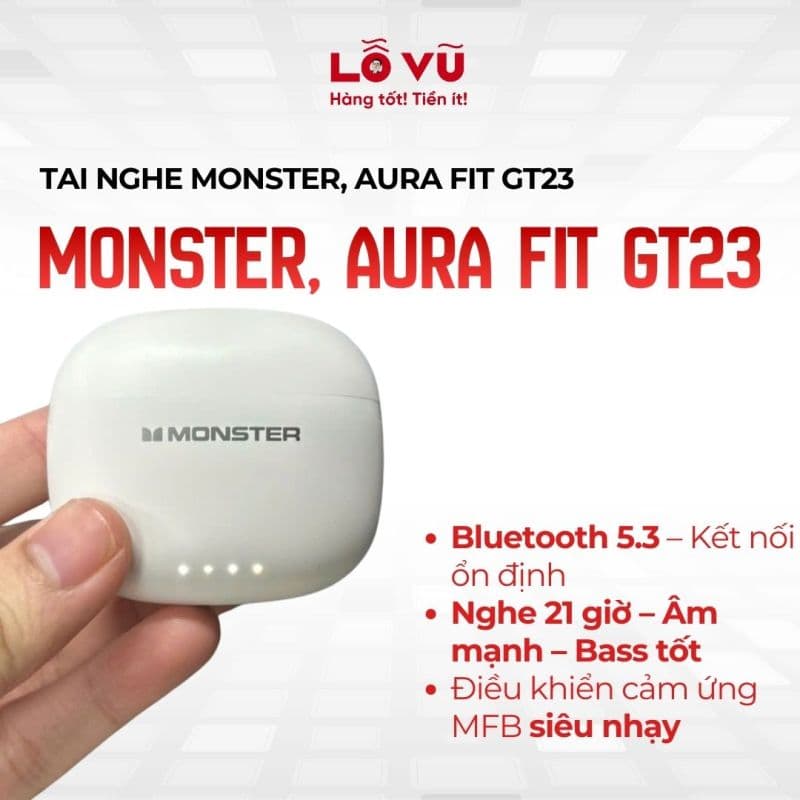 Tai nghe Monster, AURA FIT GT23 - Trắng