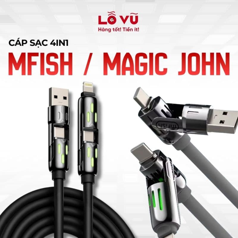 Cáp sạc USB 4 trong 1 MAGIC JOHN 240W - 1.2m(Nobox)