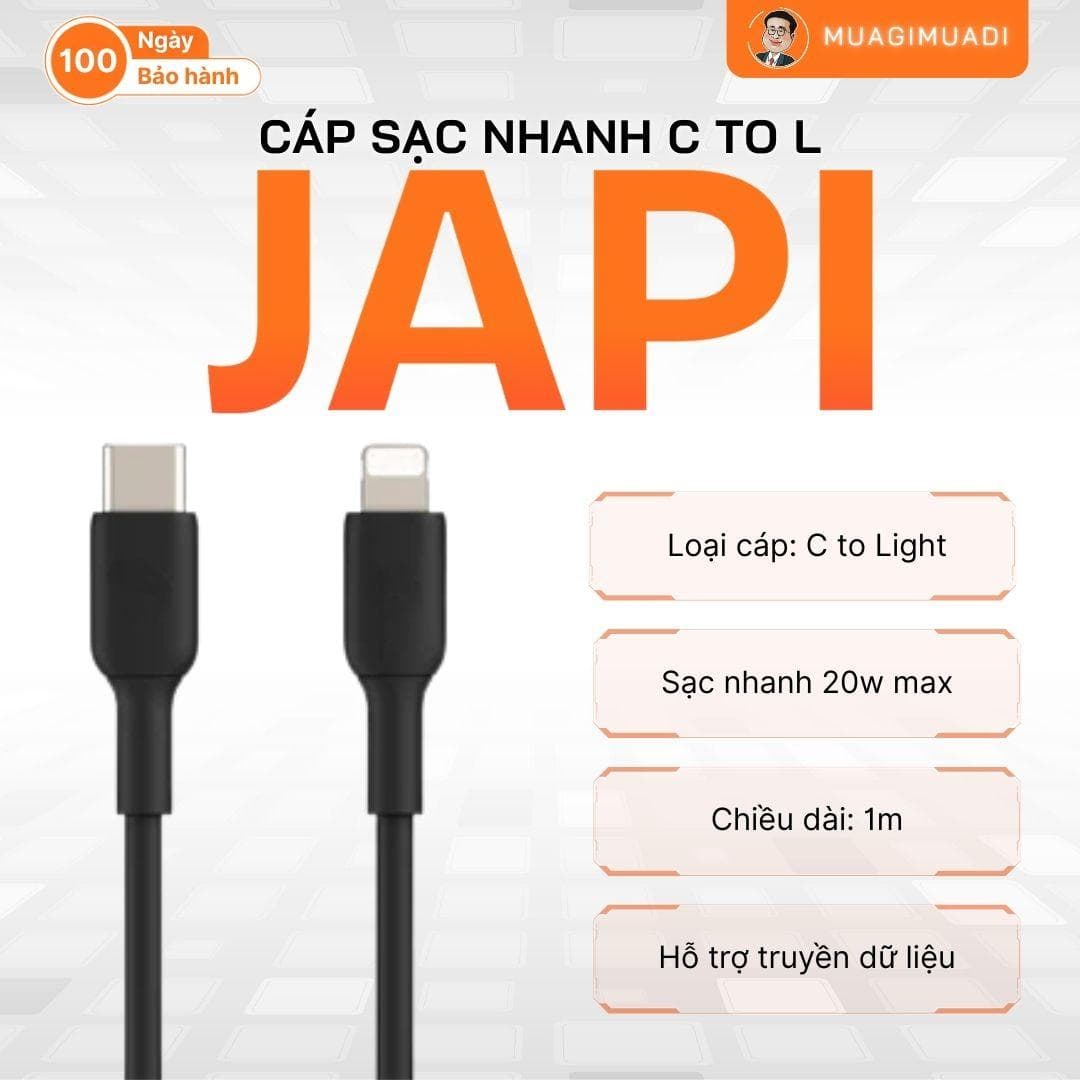 Cáp sạc C to L JAPI - Trắng