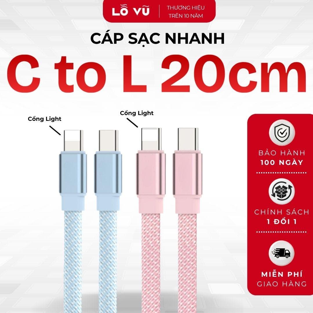 Cáp sạc dù C to L 20cm - Xanh