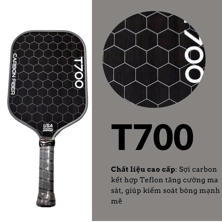 Vợt pickelball Chất liệu Carbon T700