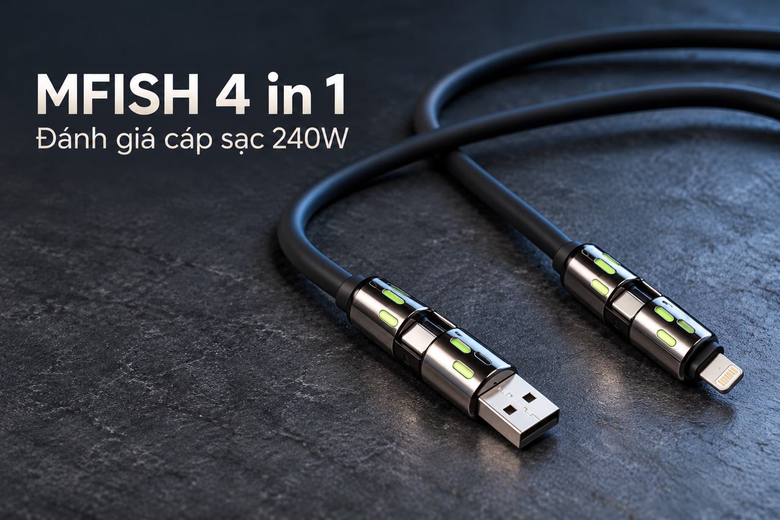 Đánh giá cáp sạc MFISH 4 in 1 240W: Có đáng mua không?