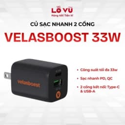 Củ Sạc Nhanh 33W Velasboost, Sạc Nhanh PD, QC, Kích Thước Nhỏ Gọn, Bảo Hành Lỗi 1 Đổi 1