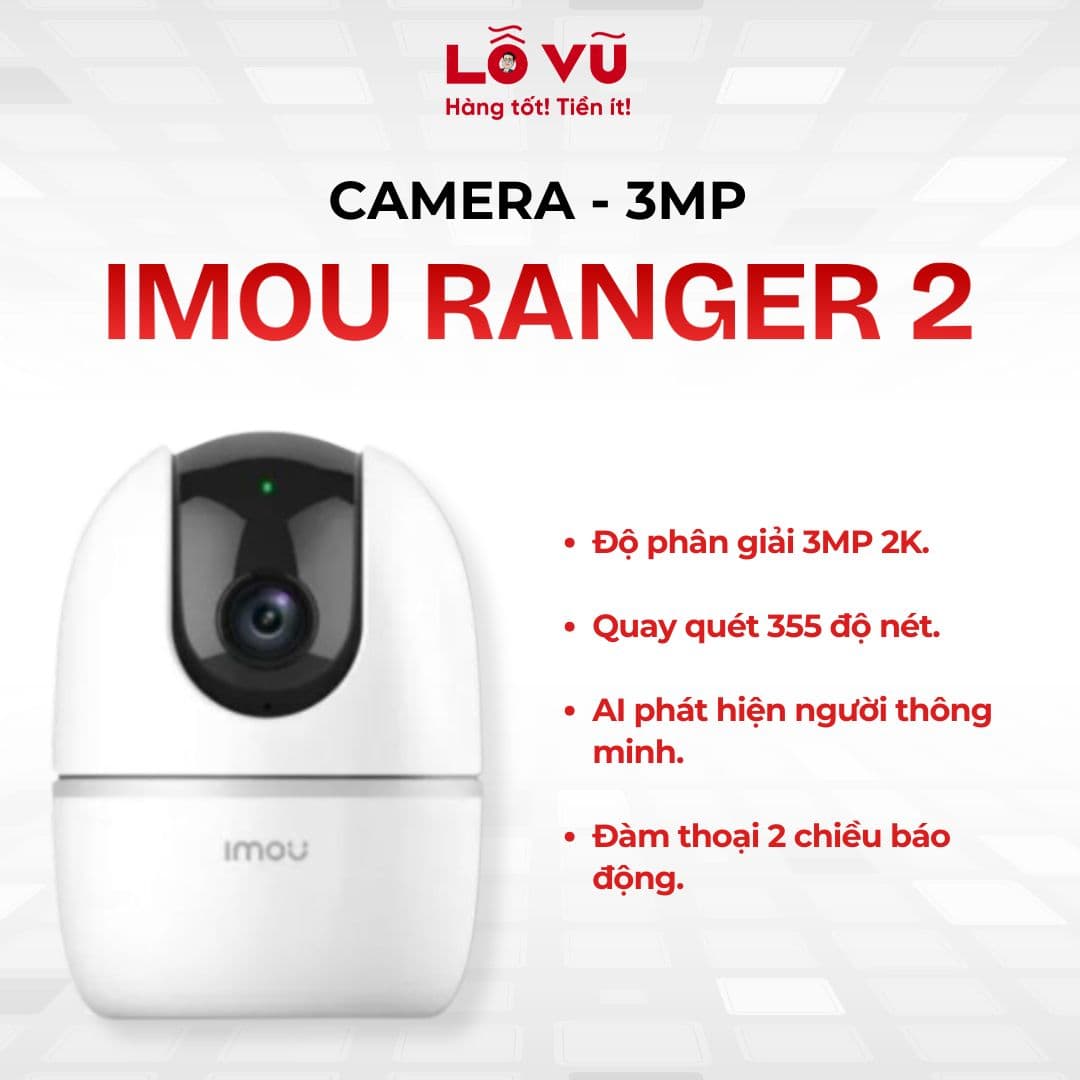 Camera IMOU Ranger 2 3MP IPC-A32EP-L - Độ phân giải 2K, xoay 360 độ thông minh