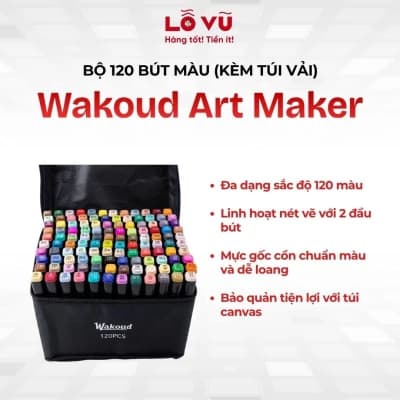 Bộ 120 Bút Màu hãng Wakoud Art Maker (kèm túi vải) - Sáng tạo chuyên nghiệp, màu sắc sống động