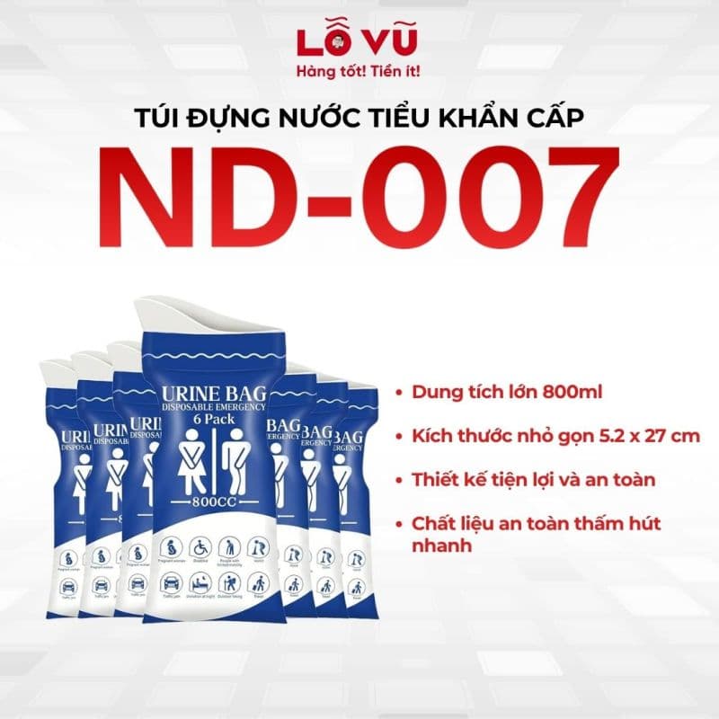 Túi đựng nước tiểu khẩn cấp ND-007 - Cứu hộ khi tắc đường, đi phượt và khẩn cấp