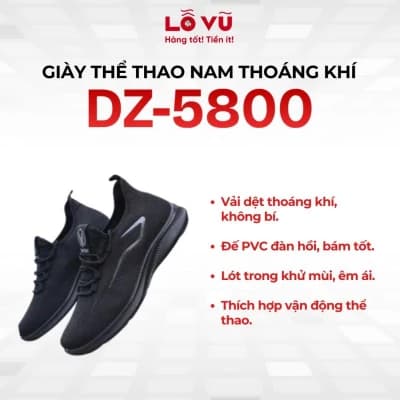 Giày thể thao nam thoáng khí DZ-5800 - Vải dệt êm nhẹ, đế PVC chống trượt