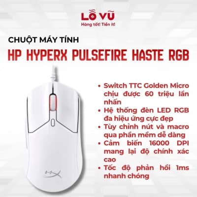 Chuột HP HyperX Pulsefire Haste RGB - Trắng