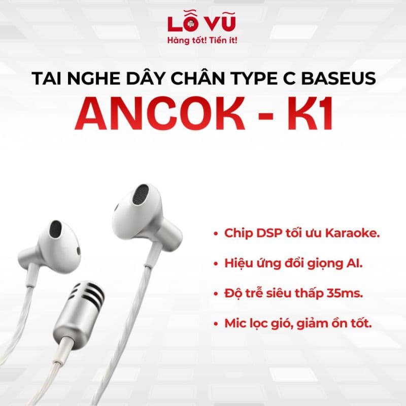 Tai nghe dây chân Type C BASEUS ANCOK - K1