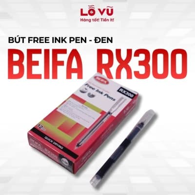 Bút Gel Free Ink Pen Beifa RX300 Cao Cấp - Bút Ký Mực Đen Đầu Bi Siêu Mượt Công Nghệ Dẫn Mực Trực Tiếp Khô Nhanh Không Lem Chống Tắc Mực