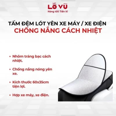 Tấm đệm lót yên xe máy, xe điện chống nắng cách nhiệt