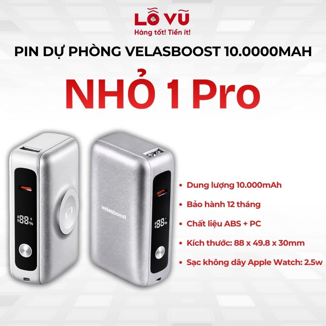 Pin dự phòng Velasboost 10.0000mAh - Nhỏ 1 Pro