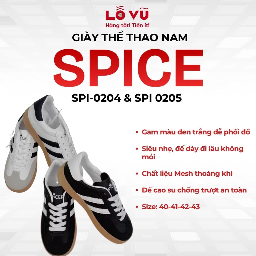 Giày Spicer Nam SPI-0204 và Giày Spicer Nam SPI-0205 - Chất liệu Mesh thoáng khí, dễ phối đồ, đế siêu nhẹ, đế dày đi lâu không mỏi