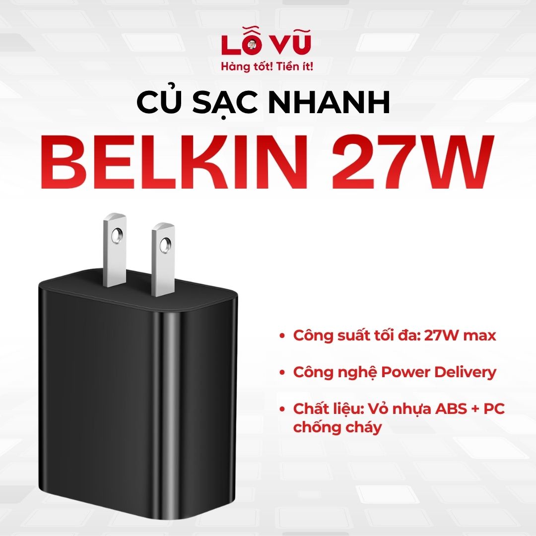 Củ sạc Belkin 27W - chân dẹt