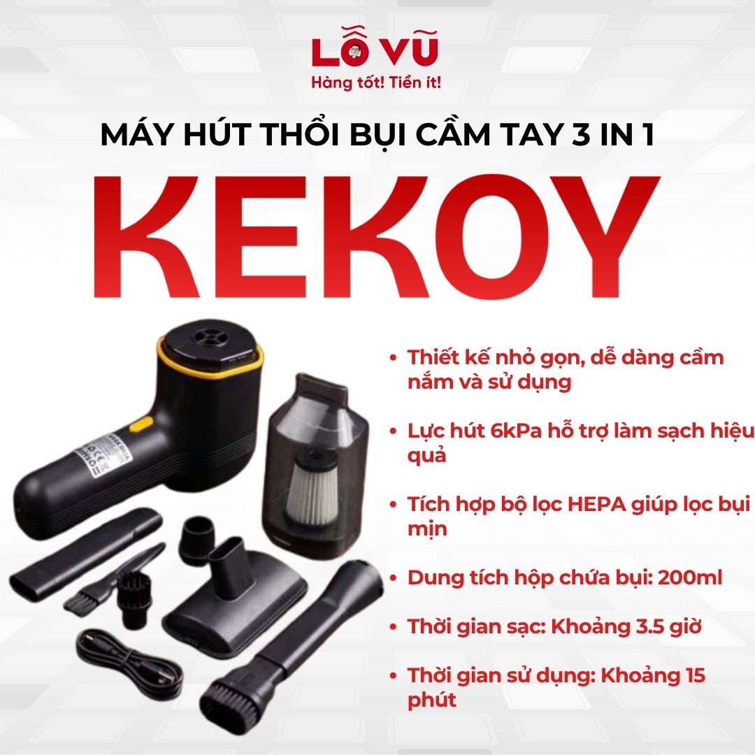 Máy hút thổi bụi cầm tay 3 in 1 hãng KEKOY