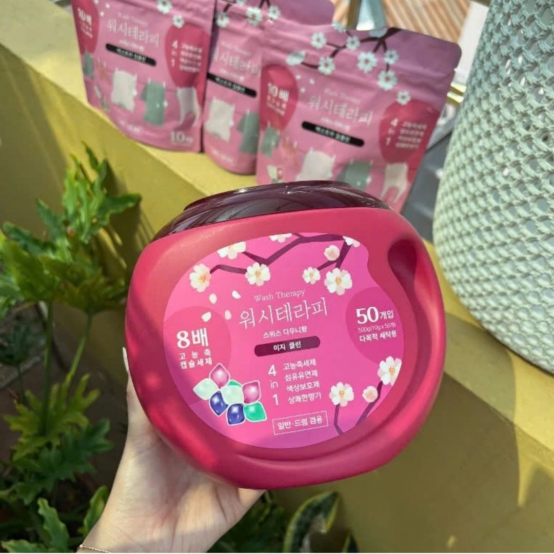 Viên giặt hộp đỏ wash therapy 4IN1 Korea