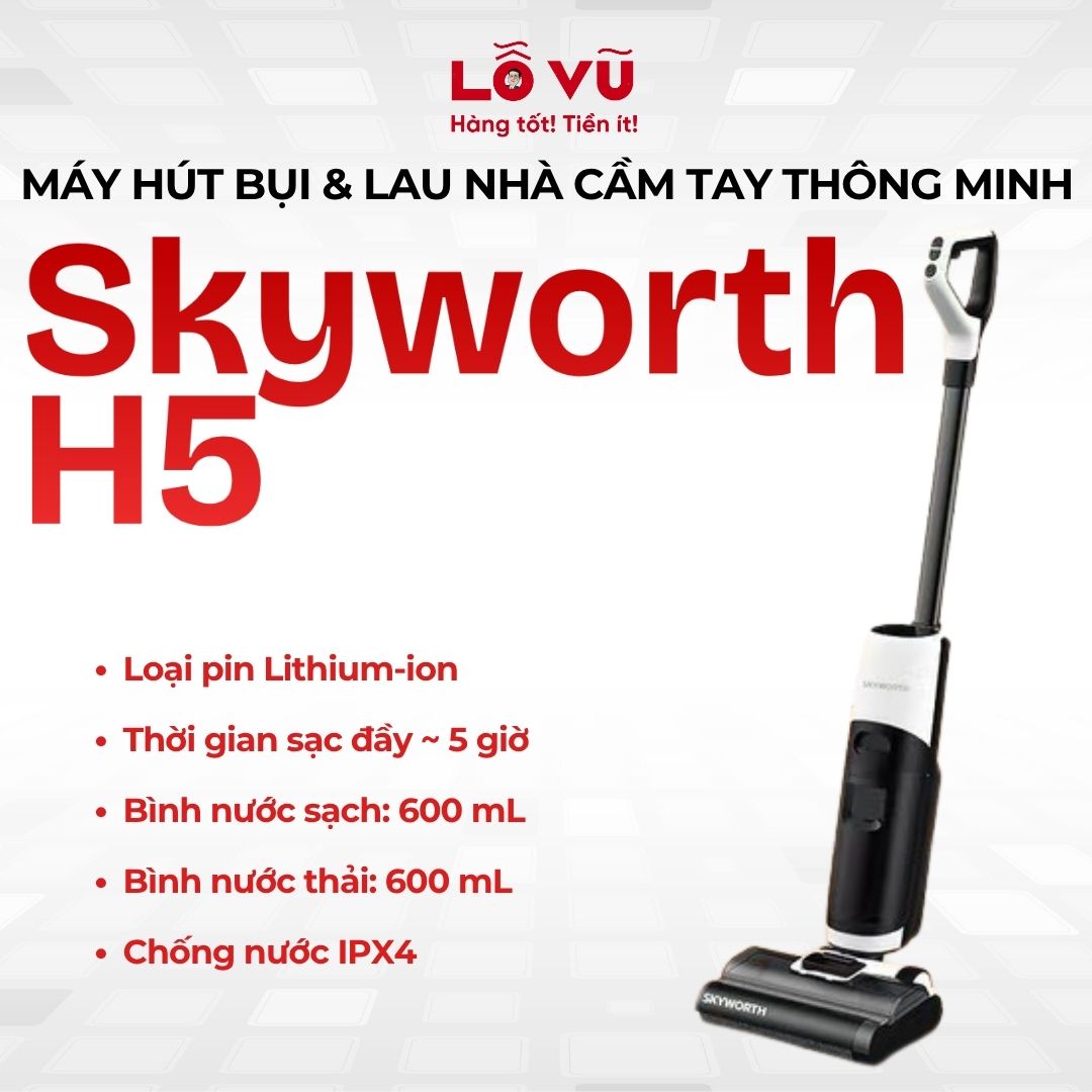 Máy hút bụi & lau nhà cầm tay thông minh Skyworth H5