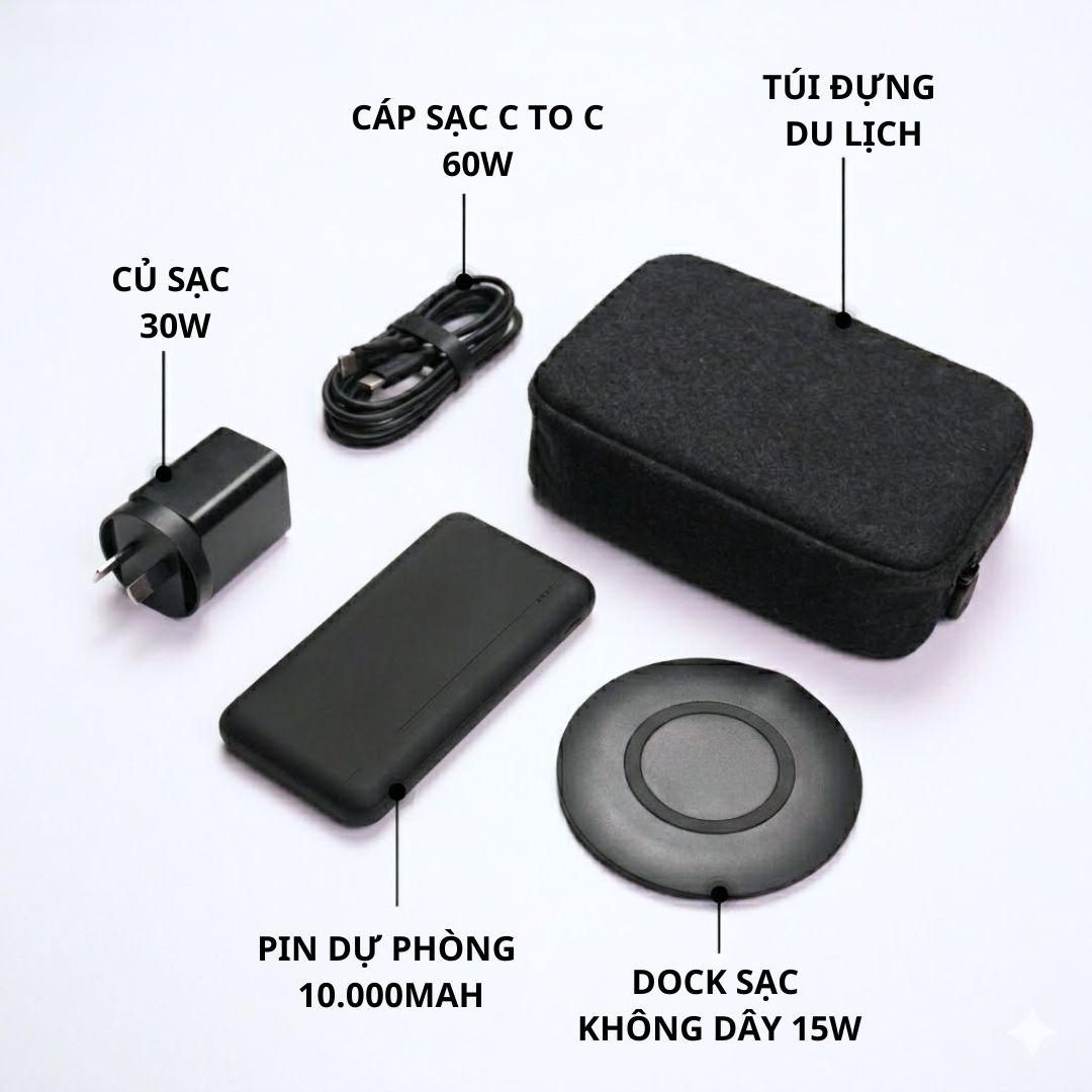 Bộ pin dự phòng + củ sạc + dock sạc không dây + Cáp sạc C to C - Mophie